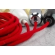 czerwony kabel w oplocie wełnianym